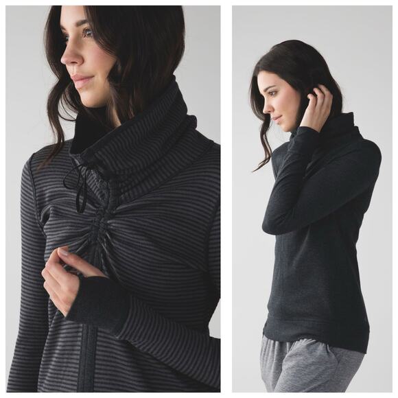 Lululemon In A Cinch Long Sleeve Tee Reversible Cowl Neck Pullover Small Gray - Picture 1 of 14